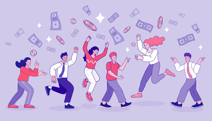 Advertising. Loan lending of money from bank, personal loans. Cartoon People Vector 