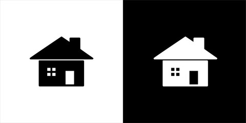 Illustration vector graphic of house icon, black and white