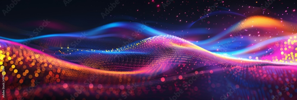 Poster mesmerizing and colorful abstract waves of light in motion for captivating digital backgrounds