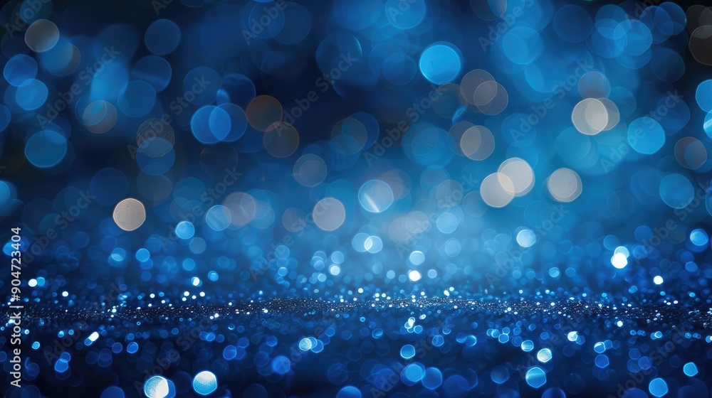 Poster festive elegant abstract background with blurred blue bokeh lights