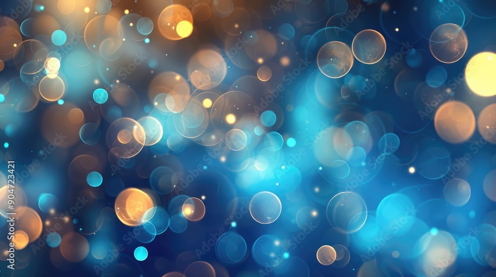 Poster festive elegant abstract background with blurred blue bokeh lights