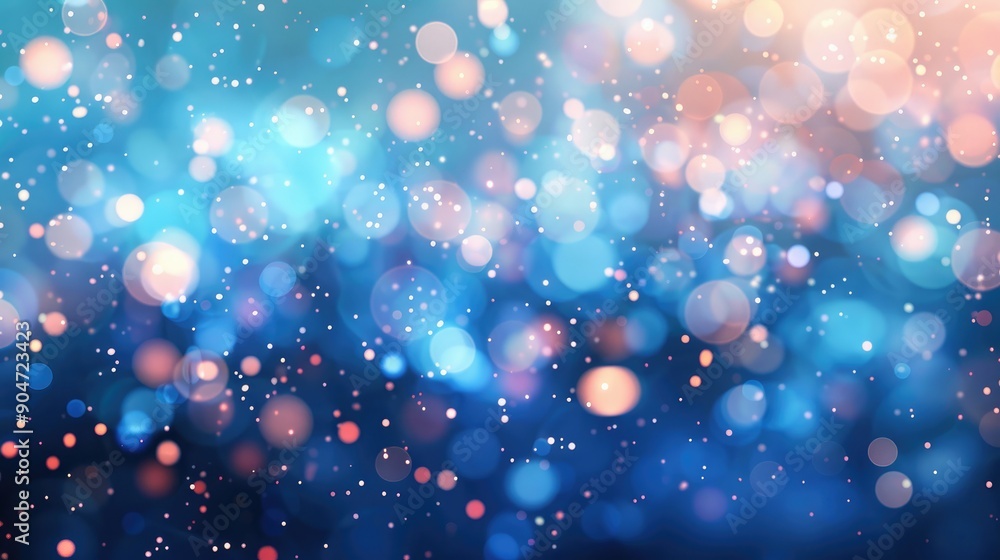 Poster festive elegant abstract background with blurred blue bokeh lights