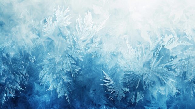 Frozen Windowpane with Intricate Ice Crystal Patterns