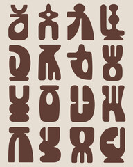 Abstract shapes and modern contemporary nature set icons