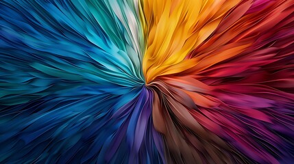 Obraz premium Vibrant color burst background featuring green, yellow, blue, dark blue, purple, red, orange, and brown radiating outward, creating a dynamic and energetic scene