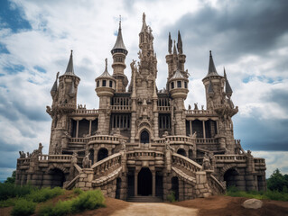 Fototapeta premium Majestic Fantasy Castle Under Dramatic Skies