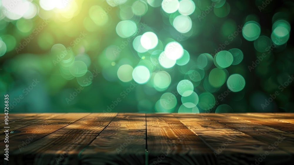 Poster Green bokeh background with blank table product
