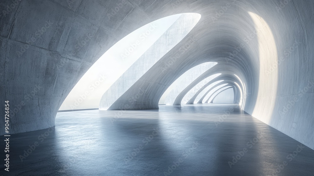 Poster 3d abstract futuristic architecture with a concrete floor, featuring generous copy space. perfect fo