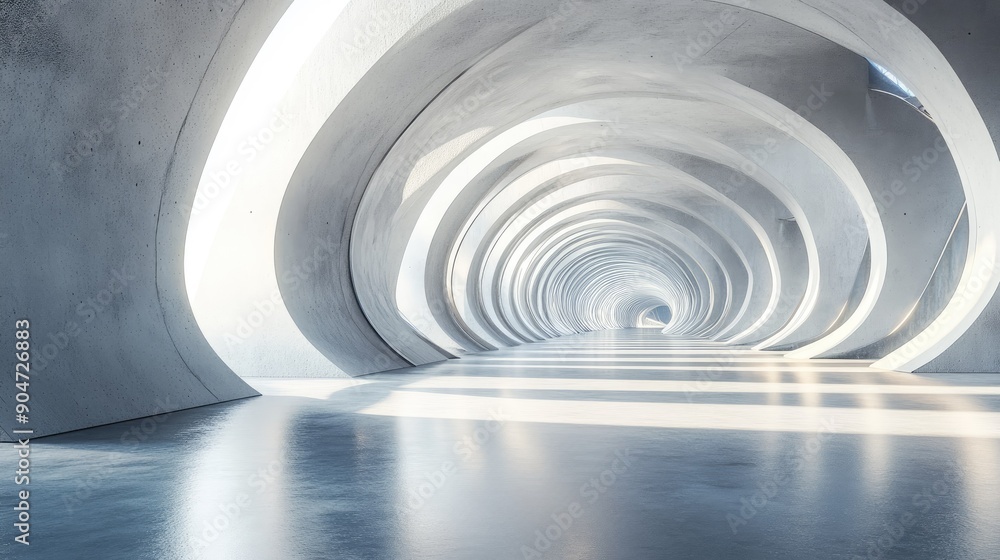 Poster 3D abstract futuristic architecture with a polished concrete floor. Offers plenty of copy space for cutting-edge design and architectural visuals.