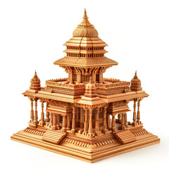 indian temple model made by wooden, beautiful design as per indian, for home use, on white background