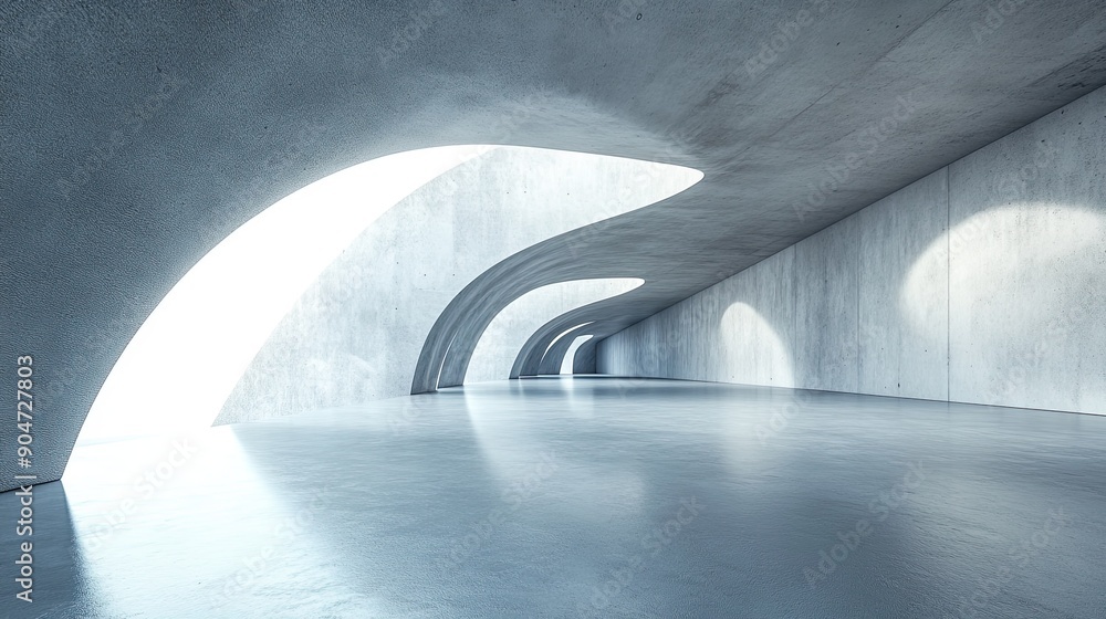 Poster 3d render of abstract futuristic architecture with a sleek concrete floor, featuring ample copy spac