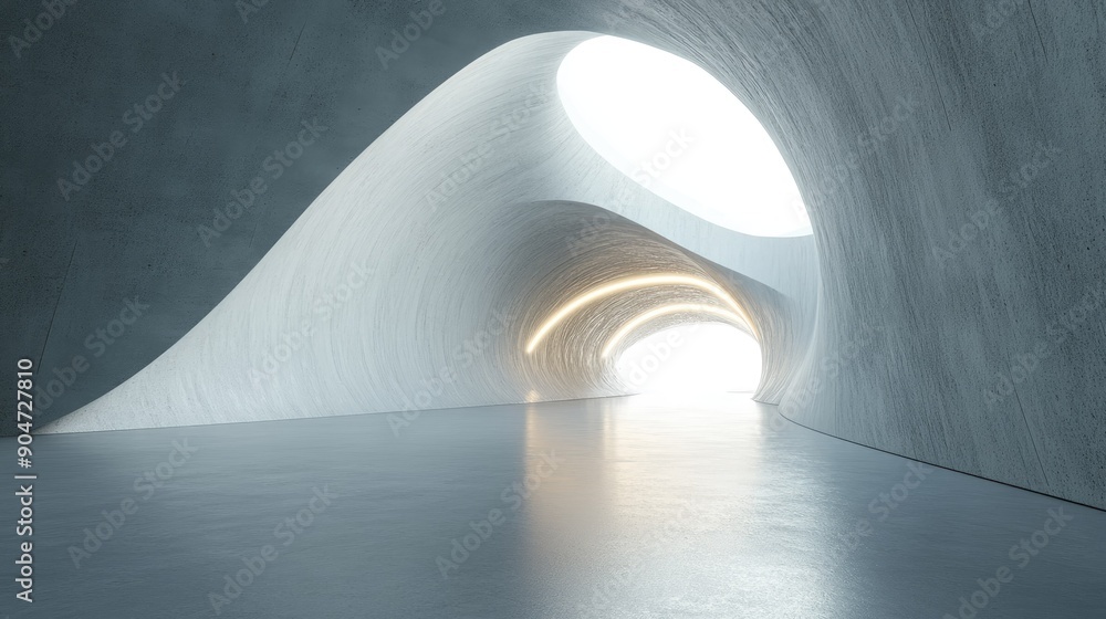 Poster 3d render of abstract futuristic architecture with a sleek concrete floor, featuring ample copy spac