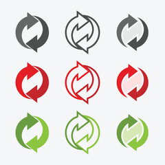Colorful cycle arrows isolated set collection flat design