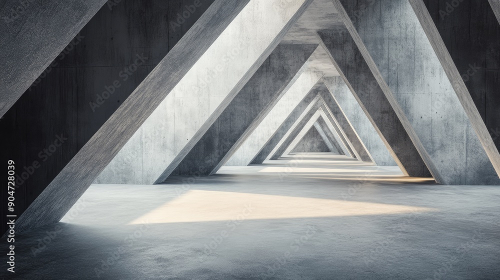 Poster abstract futuristic 3d render with a concrete floor, including plenty of copy space. ideal for prese