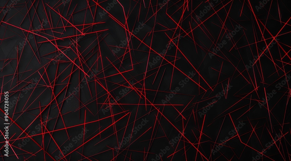 Aufkleber an abstract red line pattern on a sleek black background, creating striking contrast