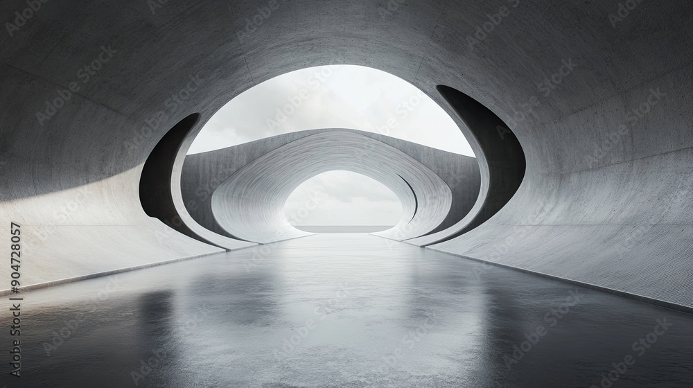 Poster abstract futuristic 3d render with a concrete floor, including plenty of copy space. ideal for prese