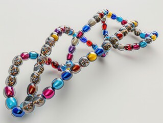 3D illustration of a DNA helix made of medication capsules, Pharmaceuticals, Genetic therapy