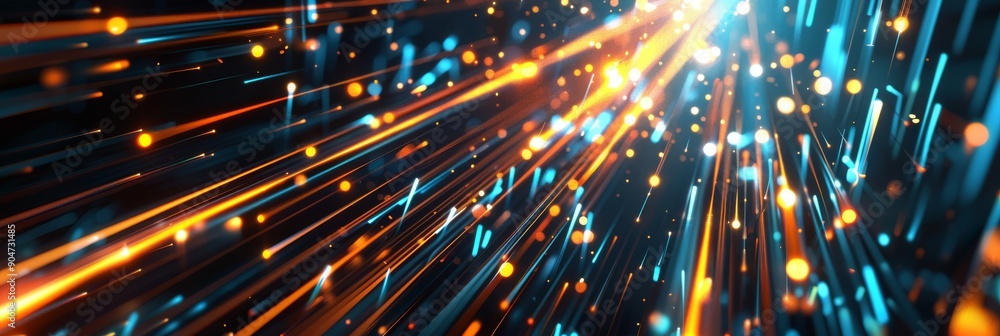 Poster an alluring display of light trails and vibrant streaks flowing across a deep void