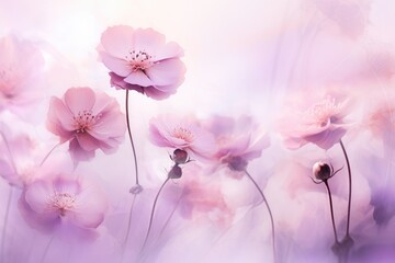 Pink flowers blooming on purple background