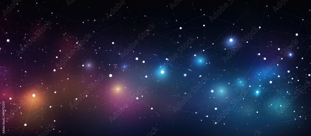 Canvas Prints Vibrant Galaxy Background with Connected Star Dots