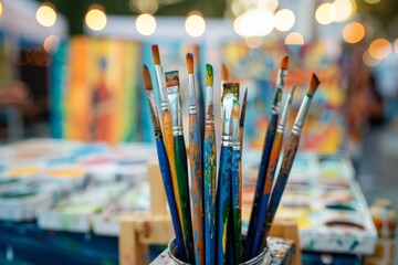 Peacethemed art and crafts fair with local artists  021 paint, brush, art, paintbrush, artist, brushes, painting, painter, color, creativity, tool, artistic, drawing, tools, craft, equipment, set, stu