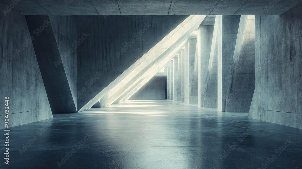 Poster futuristic abstract architecture in 3d with a concrete floor. includes generous copy space for showc
