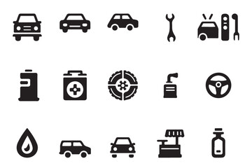 Car Repair and Service Icon Collection Maintenance, Parts, and Garage
