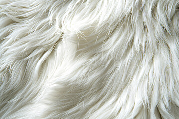 Fototapeta premium White fur background, white dog hair texture, close-up of animal skin pattern for design and decoration in nature concept