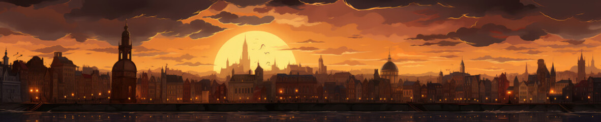 Fototapeta premium Majestic Sunset Skyline of a Historical City