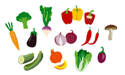 Vegetables  in minimal style set,  icon collection, food elements for design menu label packaging vector illustration