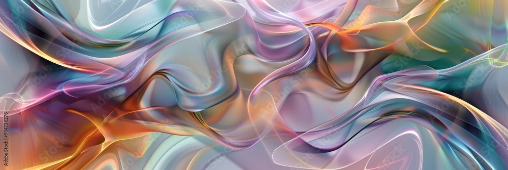 Poster a vibrant and dynamic digital abstract design featuring swirls and waves in various colors and shade