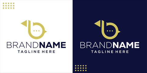 Creative Abstract Logo B Chat With Flag, Design Inspiration, Illustration, Vector