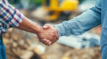 Handshake of Two Construction Workers