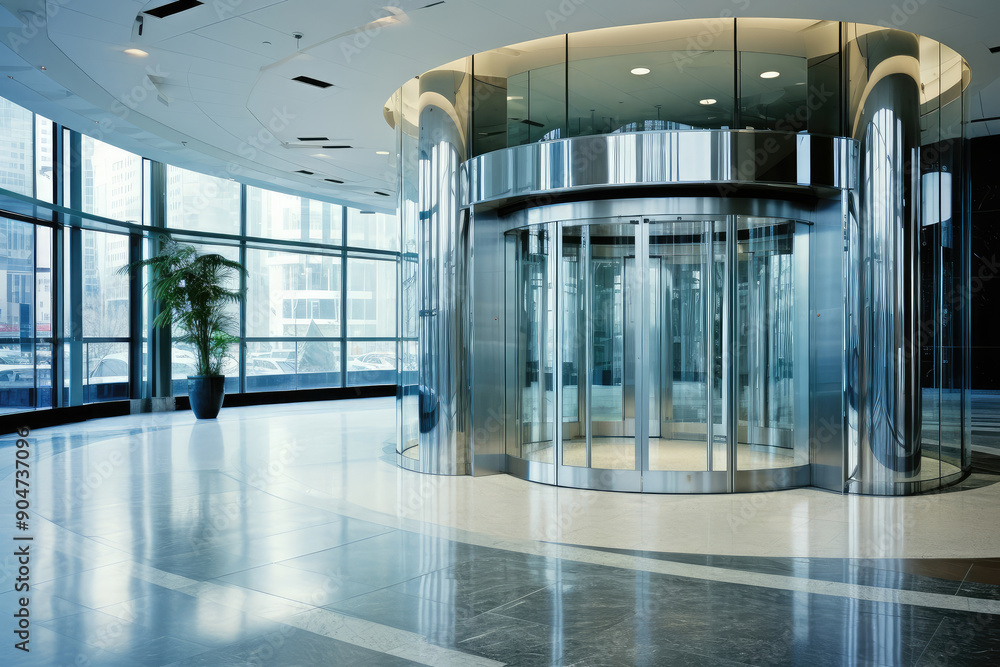 Sticker modern corporate office building glass entrance