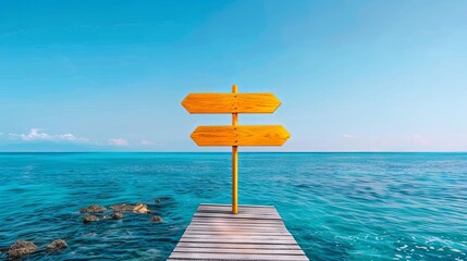 business concept signpost at the end of the bridge, decision time.