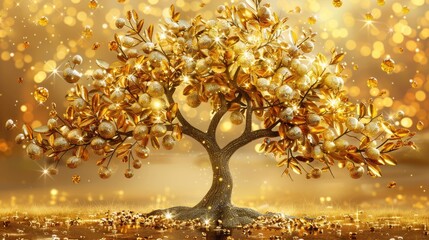 Gold tree floating in water