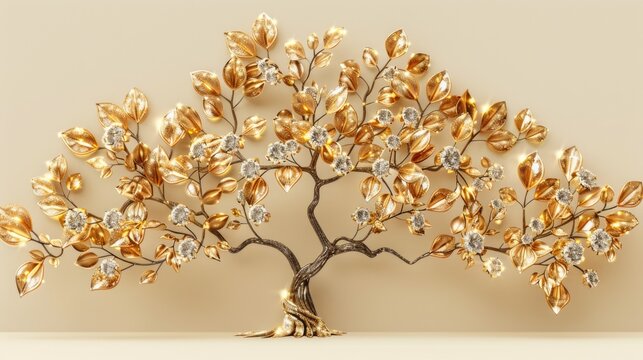 Gold tree floating in water