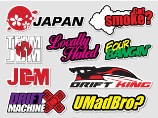 Funny Japanese Car Stickers in Vector © Pixelprime