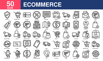 Ecommerce icon collection set. Simple line vector.