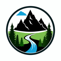 Obraz premium Mountain River Logo Design