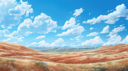 Clay hills under blue sky