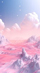 Digital pink and blue wavy mountains abstract graphic poster background