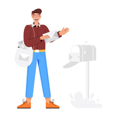 Postal service illustration in flat style 

