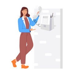 Telephone calling illustration in flat style 

