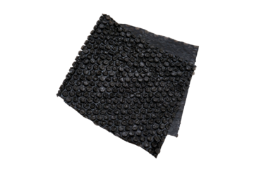 Black Bubble wrap texture folded isolated on white background