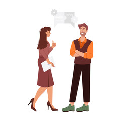 Obraz premium A flat style illustration of collaboration of two characters