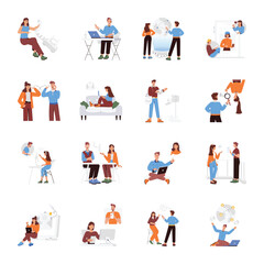 Fototapeta premium Basic RCollection of Human Interactions Flat Style IllustrationsGB