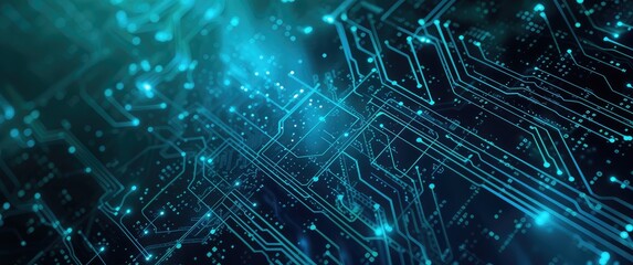 Obraz premium Abstract Glowing Circuit Board Technology Concept