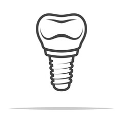 Dental implant artificial tooth icon transparent vector isolated