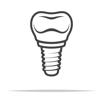 recommend clip art: Dental implant artificial tooth icon transparent vector isolated